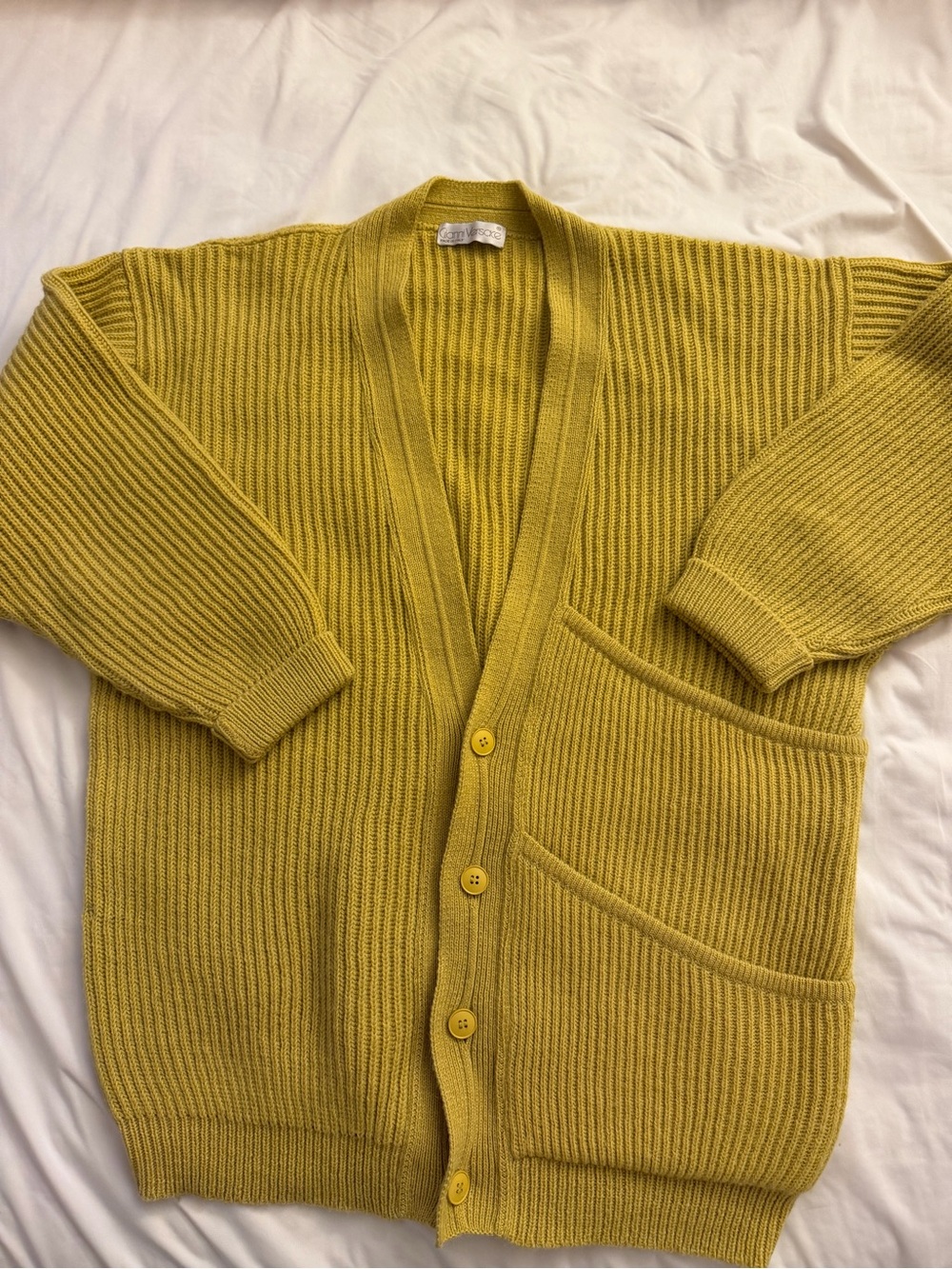 Men's Mustard Yellow Ribbed Button Cardigan Sweater